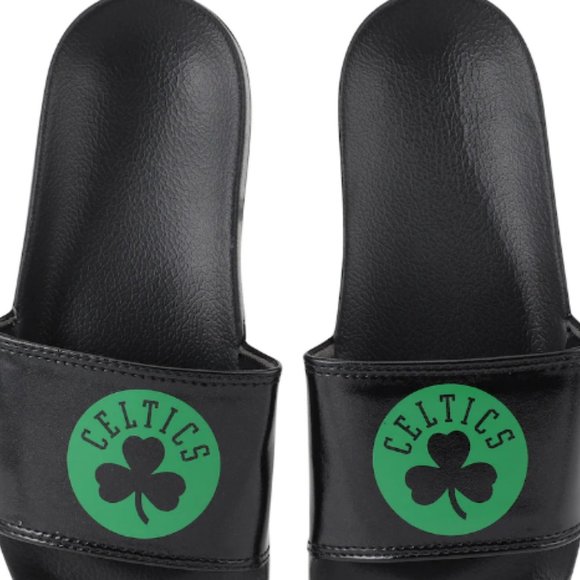 Boston Celtics Women's Metallic Slide Flip Flops - Picture 1 of 2